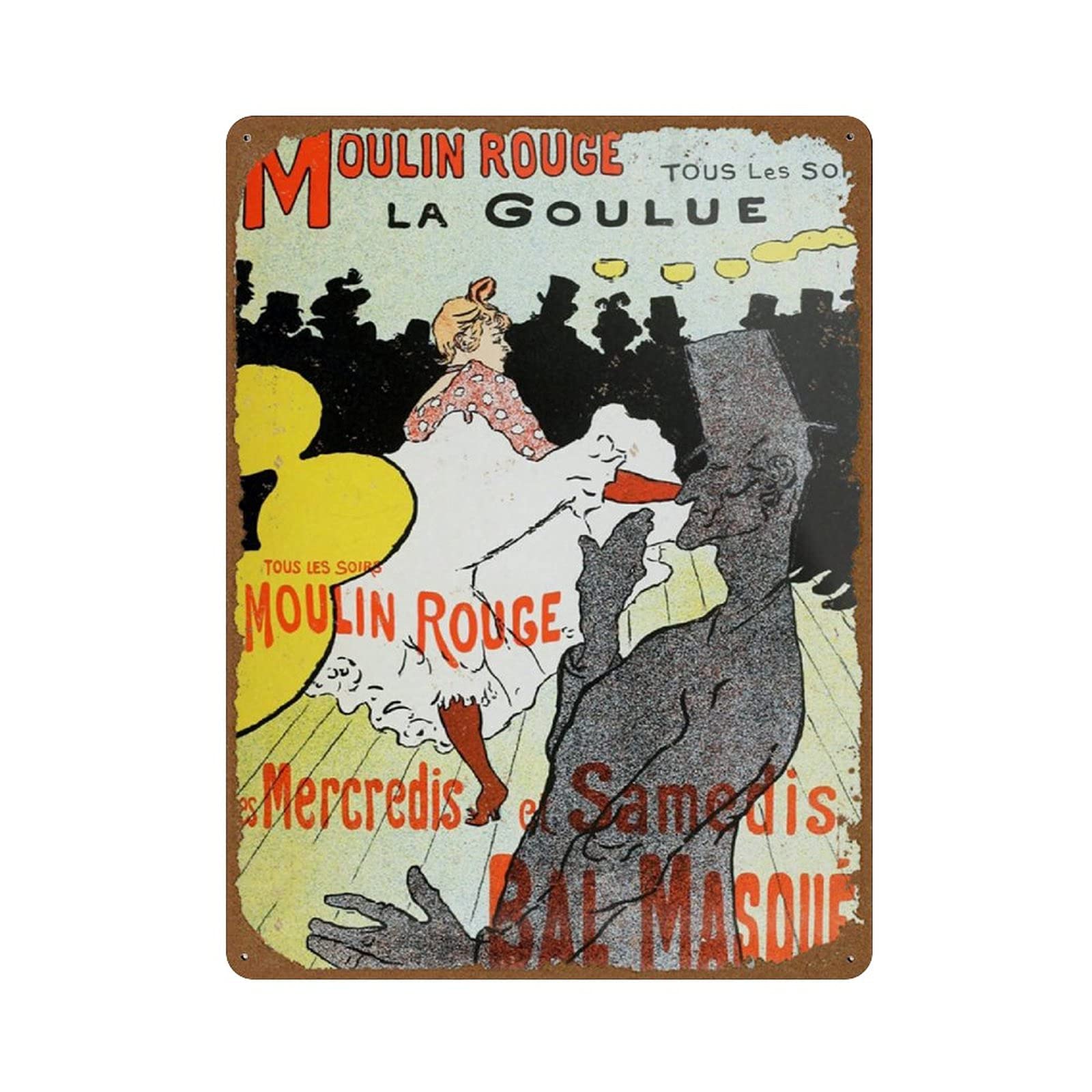 peiyeety Moulin Rouge Art Nouveau French Vintage Poster Boho Gift for Her Novelty 12x16 Tin Sign Metal Poster Wall Funny Man Cave Cool Wall Door Plaque New Warning Sign Aluminum Metal Tin Metal Sign
