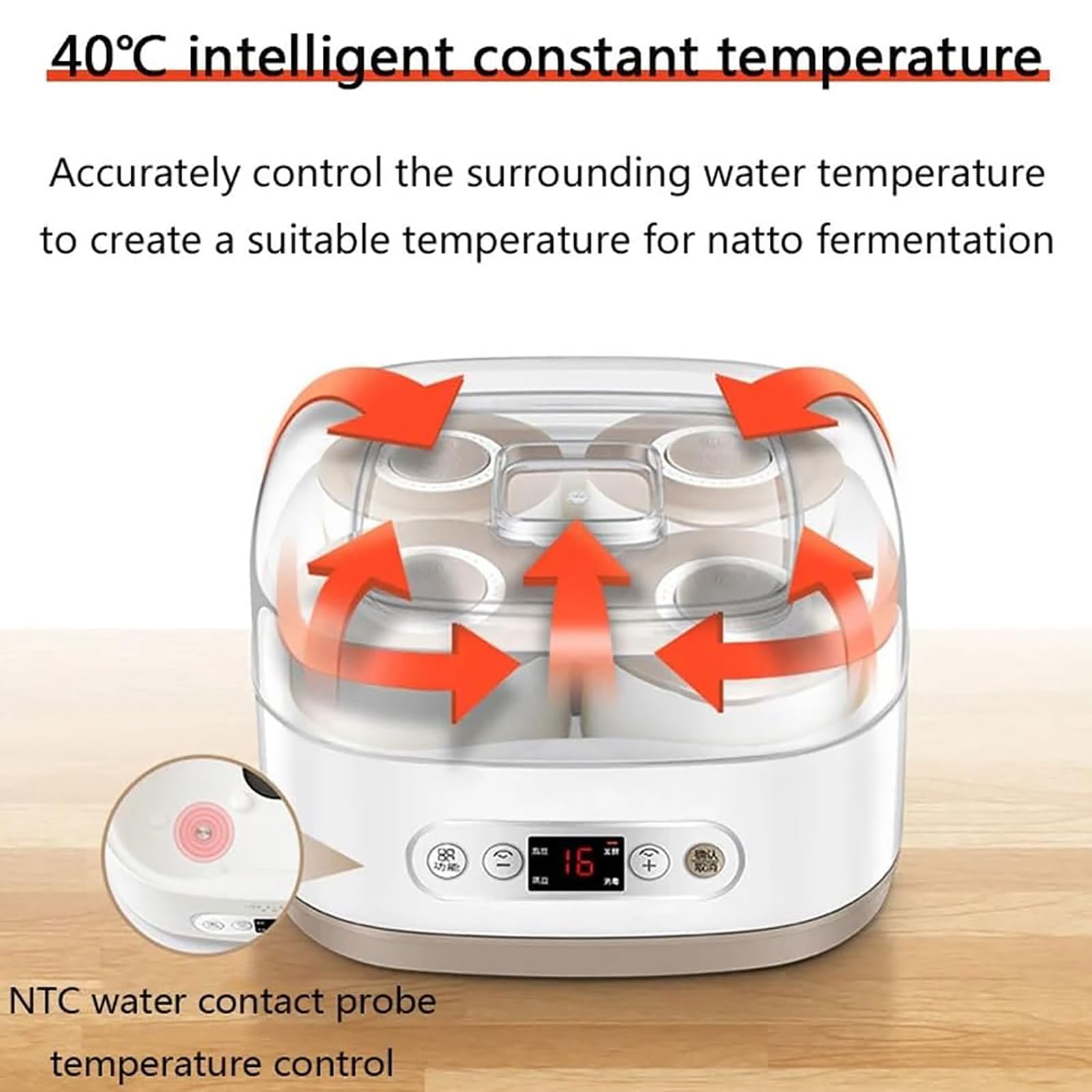 Elektryczna maszyna do fermentacji jogurtów Natto, automatyczna maszyna do jogurtu o pojemności 2 l z 4 ceramicznymi pojemnikami, inteligentna stała temperatura 40°C do produkcji jogurtu