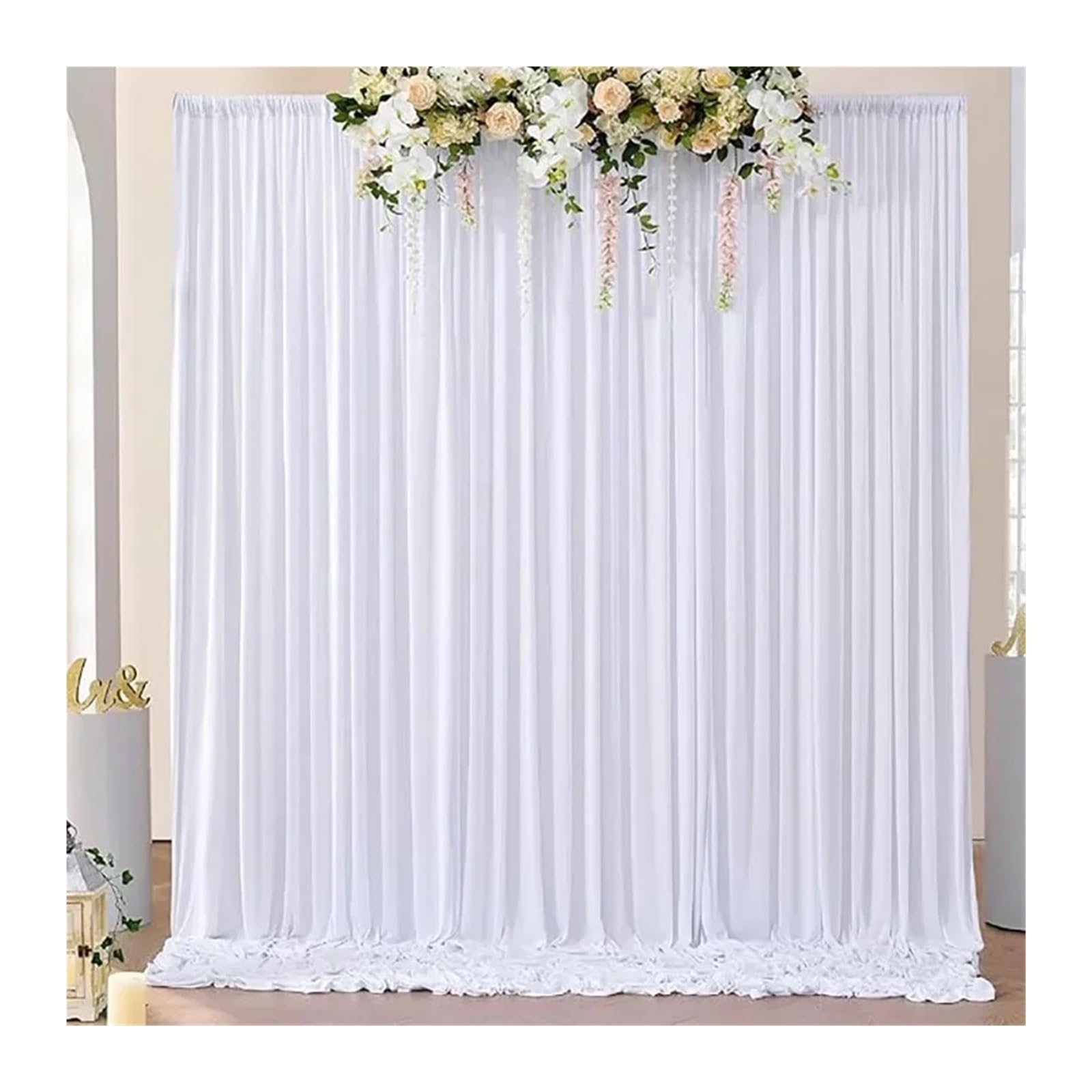 Rideaux de fond en satin blanc 150x214cm pour décoration de mariage