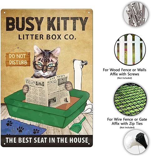 Miniatura 3 de Cartel de metal para decoración de pared con diseño de gatito musical, 8 x 12