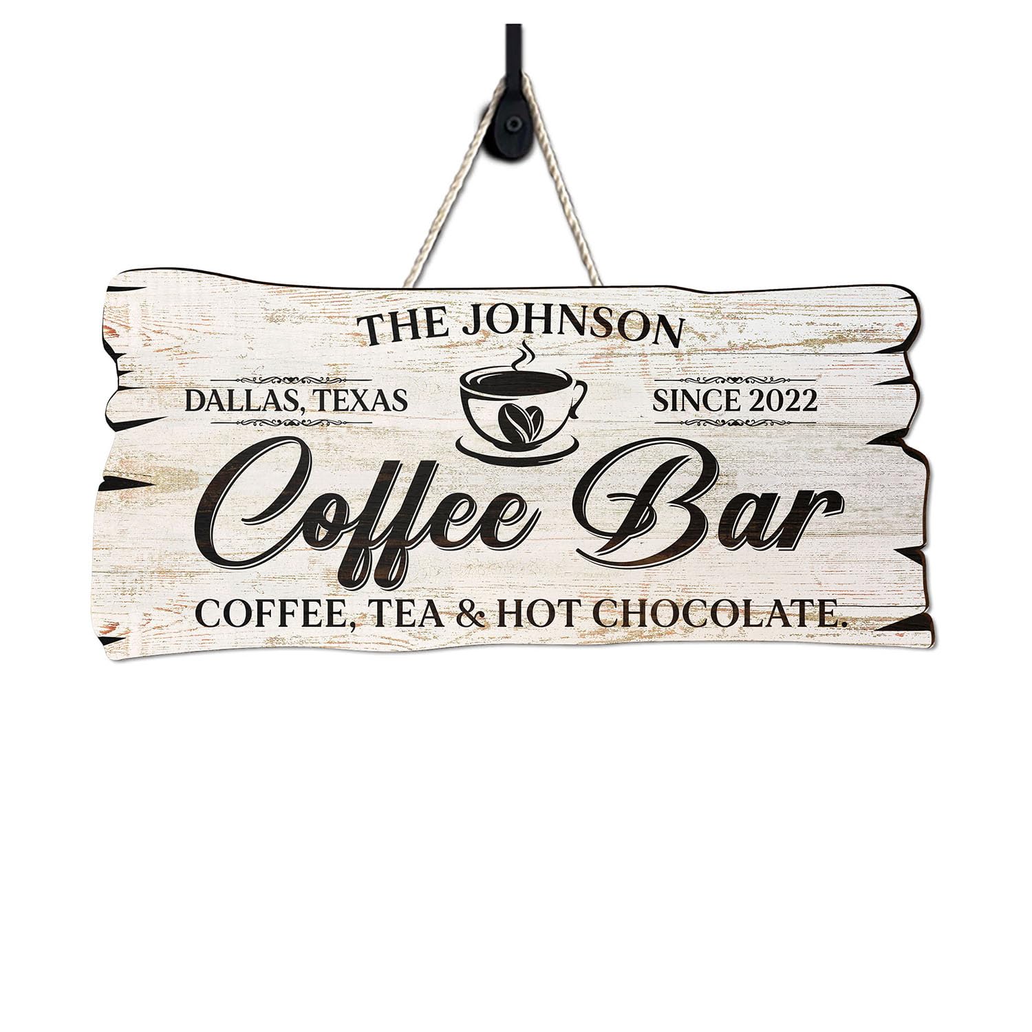 THUYPT Pesonalized Coffee Sign for Coffee Station Decor, Coffee Printed Wooden Sign Wall Hanging, Coffee Lover Sign Kitchen Decorations Coffee Station