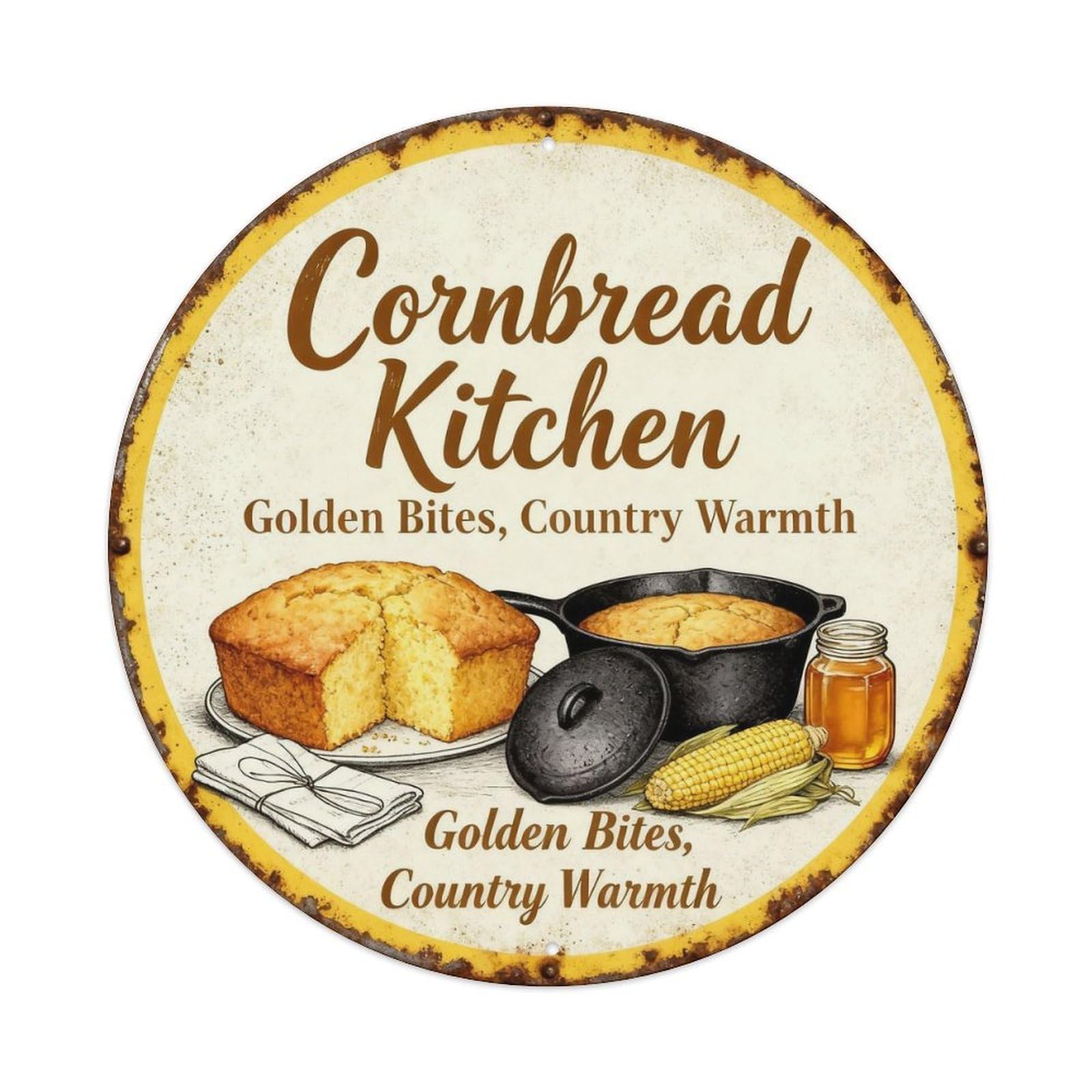 Cornbread Farmhouse Kitchen Decor Metal Tin Sign Plaque