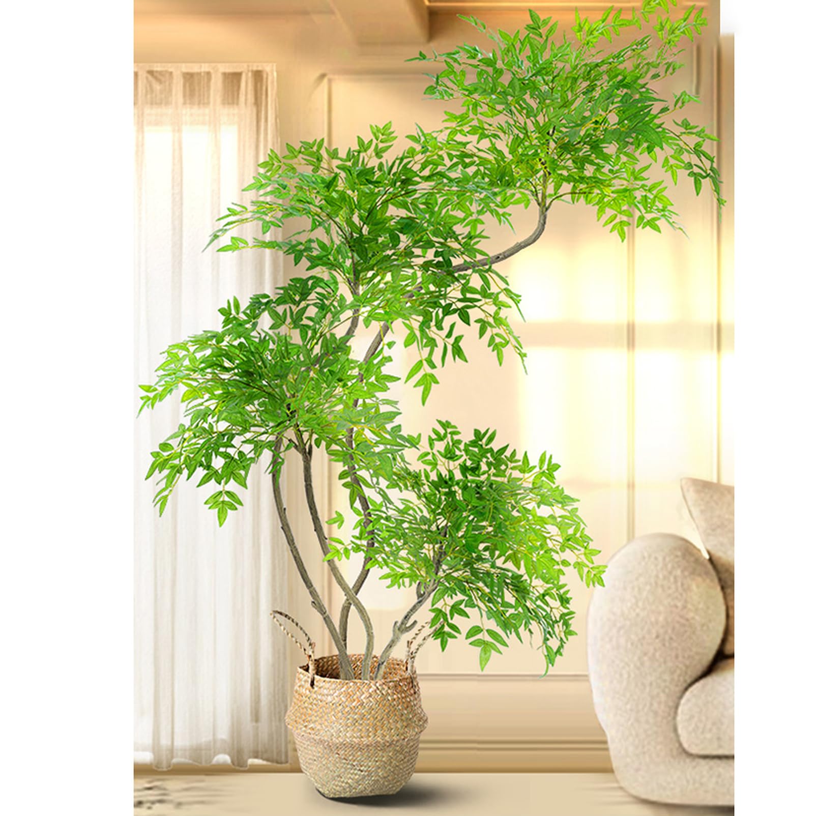 人工観葉植物 約150cm 緑色葉 Amazon|HGJH 常緑樹 大型 150cm フェイクグリーン 本物そっくり
