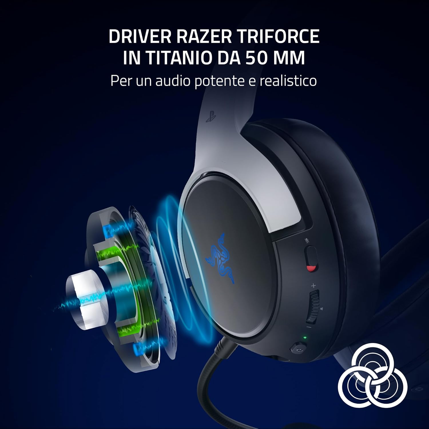 Razer Kaira HyperSpeed (licenza Playstation) - Cuffie da gioco wireless per Playstation - 2,4 HyperSpeed e Bluetooth (Triforce 50mm - Cuffia gaming - Immagine 3
