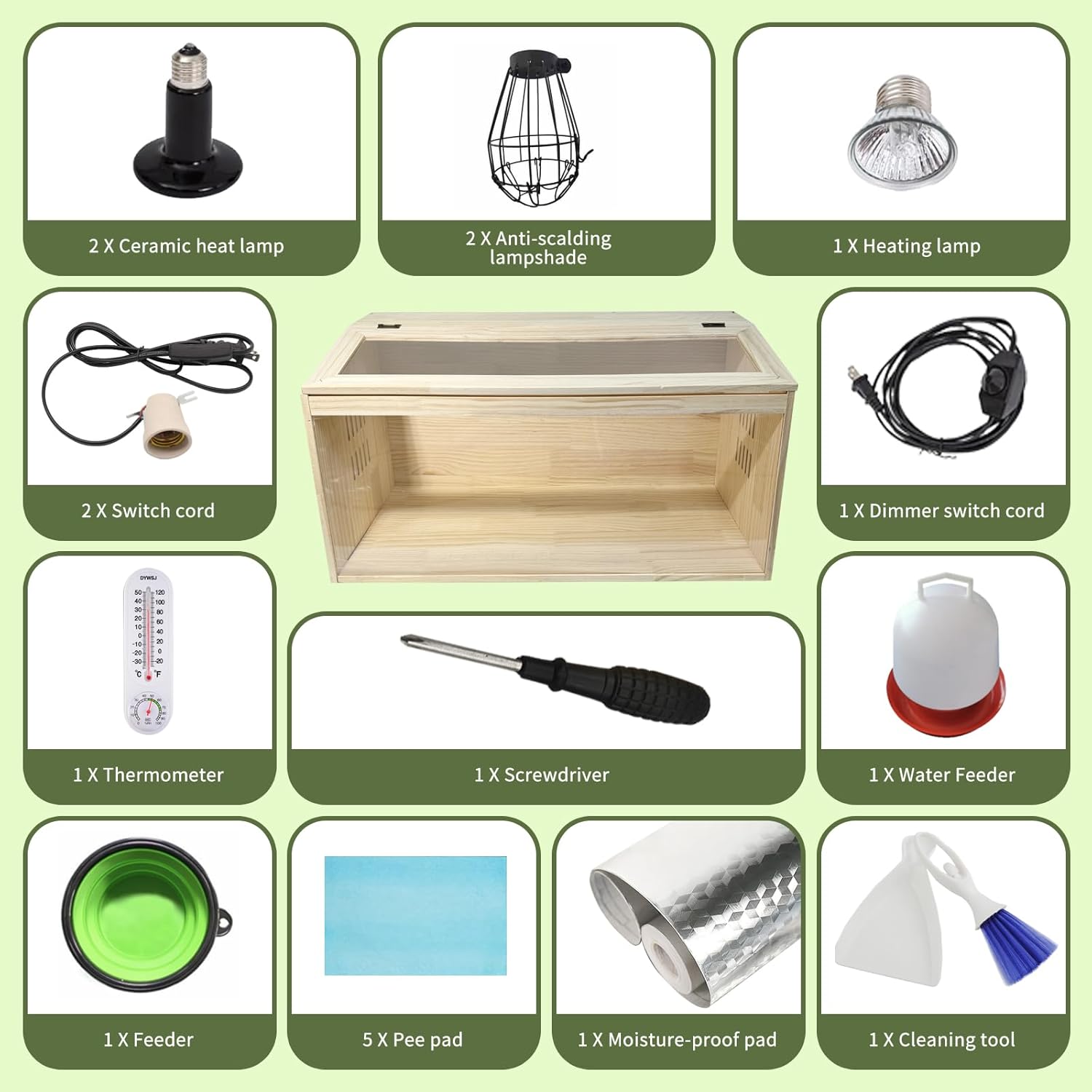20-Piece Large Chicken Brooder Box, All-in-One Kit Brooder Box, Brooder for Chicks, Quail, Hamsters, Up to 35 Chicks Capacity, Pattern B, 31.5" L x 15.7" W x 15.7" H