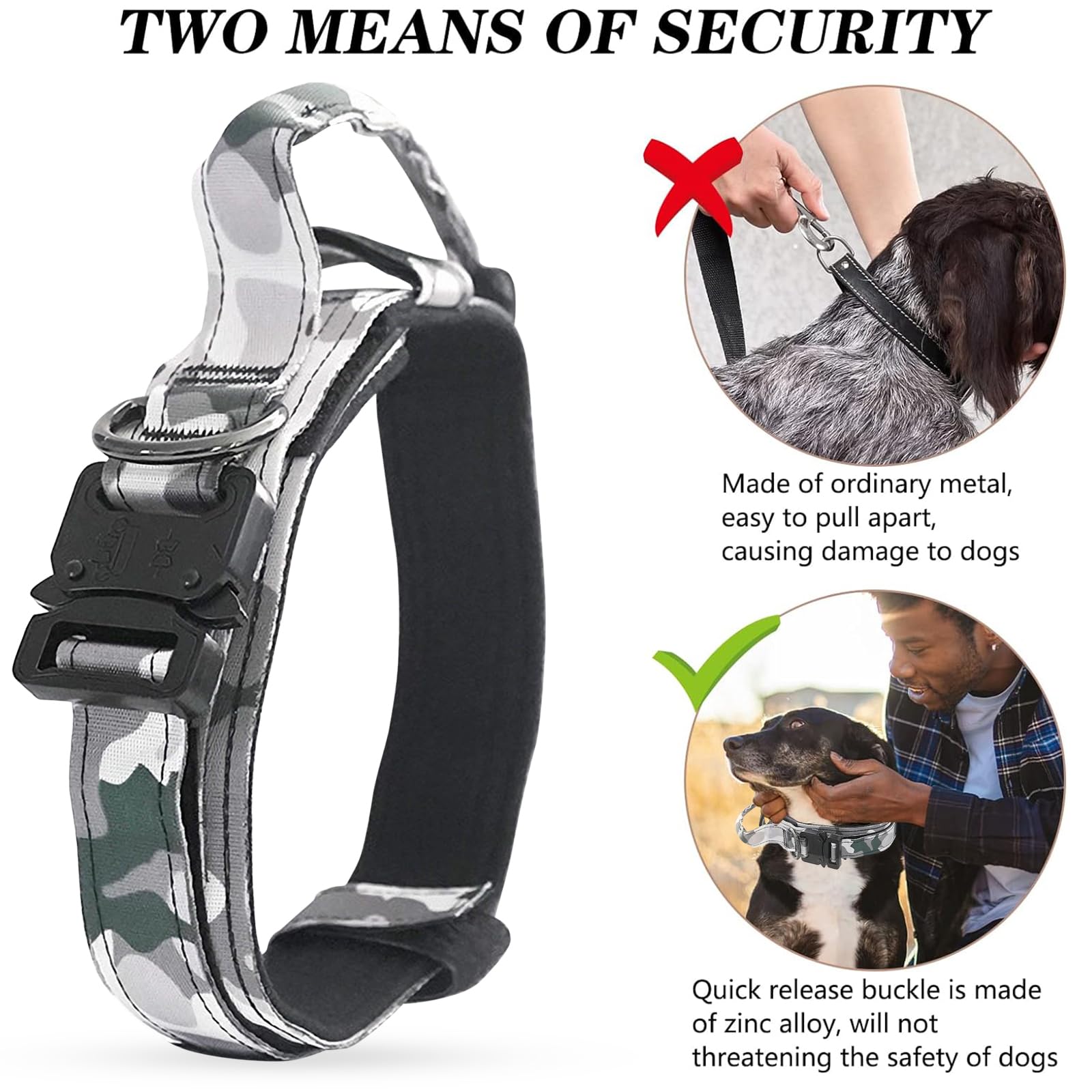 Ledeak Tactical Dog Collar, Padded Breathable Soft Nylon Pet Collar with Heavy-Duty Metal Buckle - Image 4