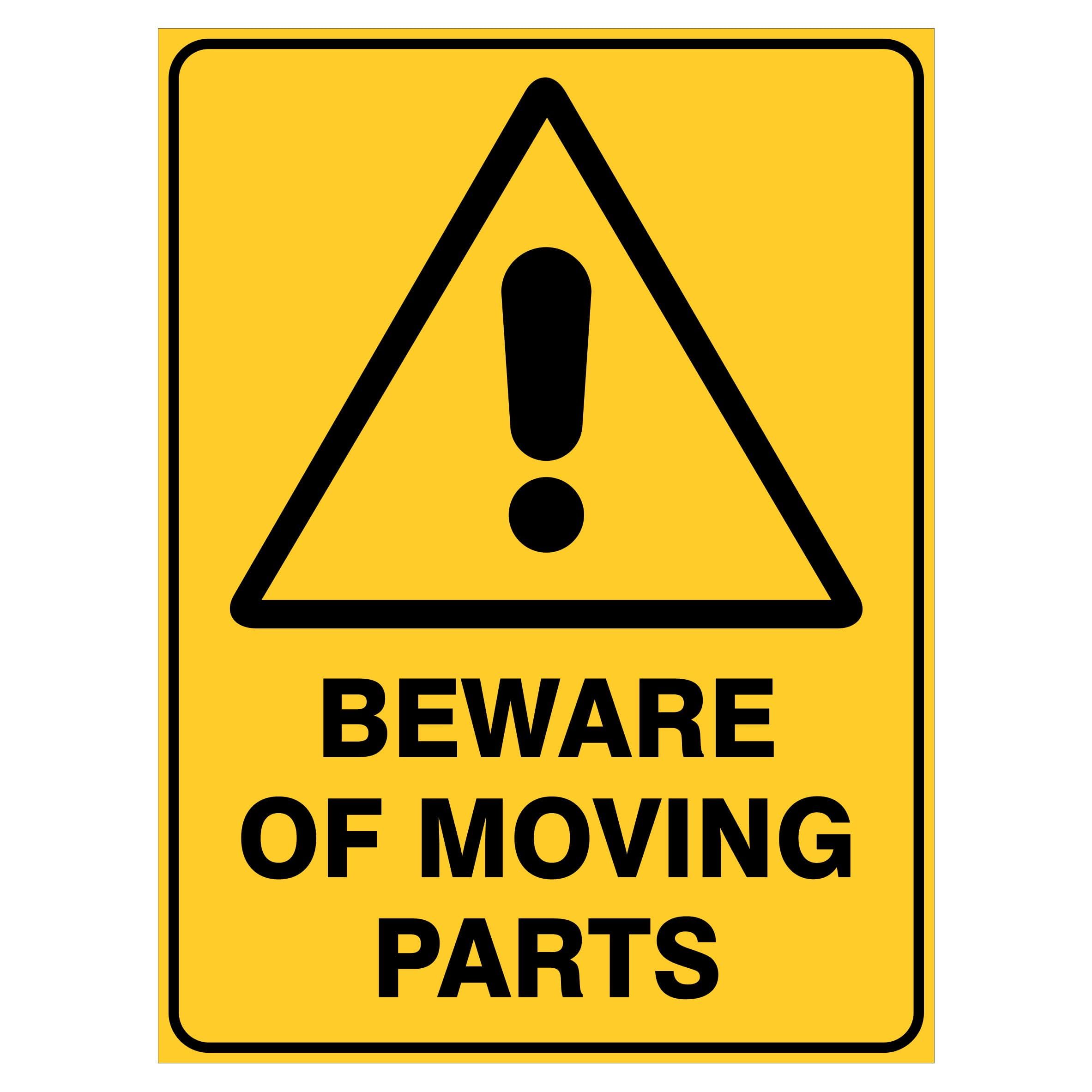 Beware Of Moving Parts Sign, 12x8 Metal Tin Sign, Beware of moving components.
