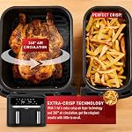 T-fal XXL Dual Air Fryer, 11.6 Quart, 7 in 1 cooking programs, dual basket air fryer, airfryer, extra crisp, roast, bake, reheat, dehydrate, sync mode, Dishwasher Safe components, Black
