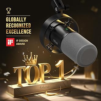 FIFINE Podcast Microphone K688 with Boom Arm, USB/XLR Dynamic Mic Kit with Mute Button, 3.5mm Headphones Jack for Studio/Music Recording/Streaming Compatible with PC/Computer/XLR Mixer - K688CT