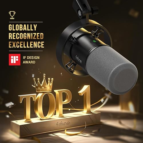 Miniatura 2 de FIFINE K688 Kit de micrófono para podcast, micrófono dinámico USBXLR con brazo de brazo para mezclador PCXLR, micrófono para juegos con botón de