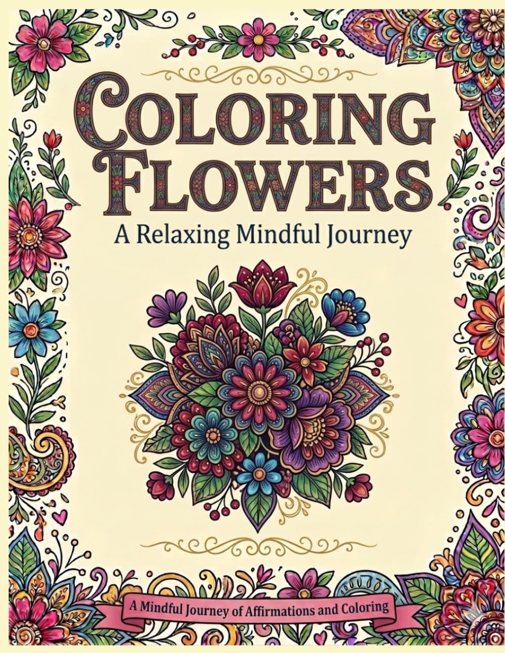 Coloring Flowers: A Relaxing Mindful Journey (Mandala Coloring Book)