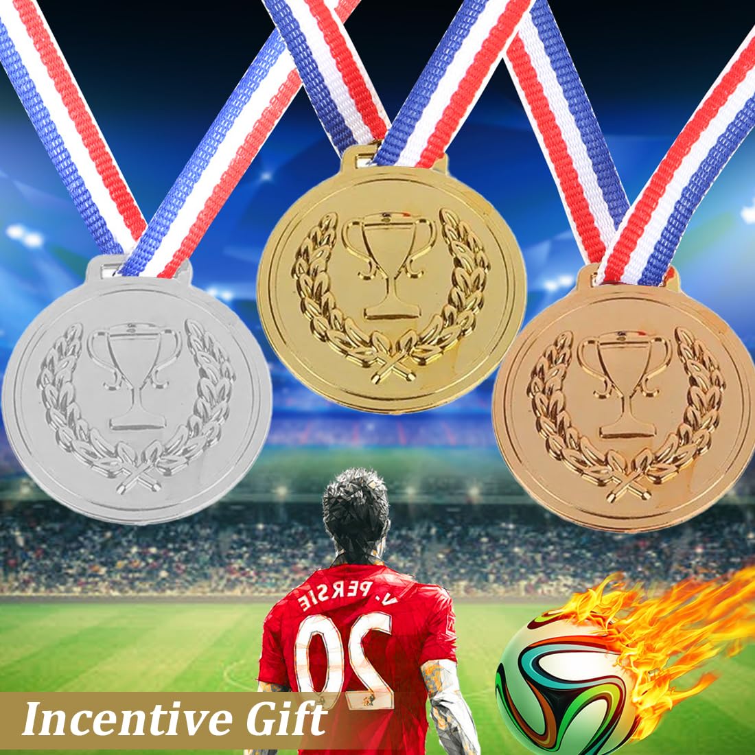 Keadic - 12 Medaglie Olimpiche In Metallo Con Nastro - Oro, Argento, Bronzo - Per Gare Scolastiche E Feste