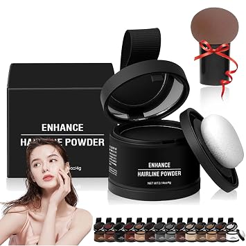 Maycheer Hair Shadow, Maycheer Hairline Shadow Powder, Maycheer Pang Pang Hair Shadow, Maycheer Magic Root Cover Up for Thinning Hair Instantly Conceals Hair Loss, Sweat Resistant Black