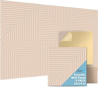 Art3d 6-Pack Self-Adhesive Acoustic Wall Panels for Home Décor, 24 x 24 ...