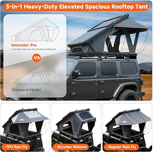 Miniatura 2 de Innovator Pro - Tienda de campaña elevada 3 en 1 con ventana Skyview, moscas de lluvia regulares y de TPU, salida USB, portaequipajes y tira LED de