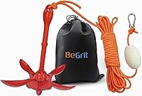 Vista 10 de BeGrit Ancla de kayak Anclaje de barco pequeño Anclaje marino plegable para pesca, kayak, tabla de remo, canoa, moto acuática, con bolsa