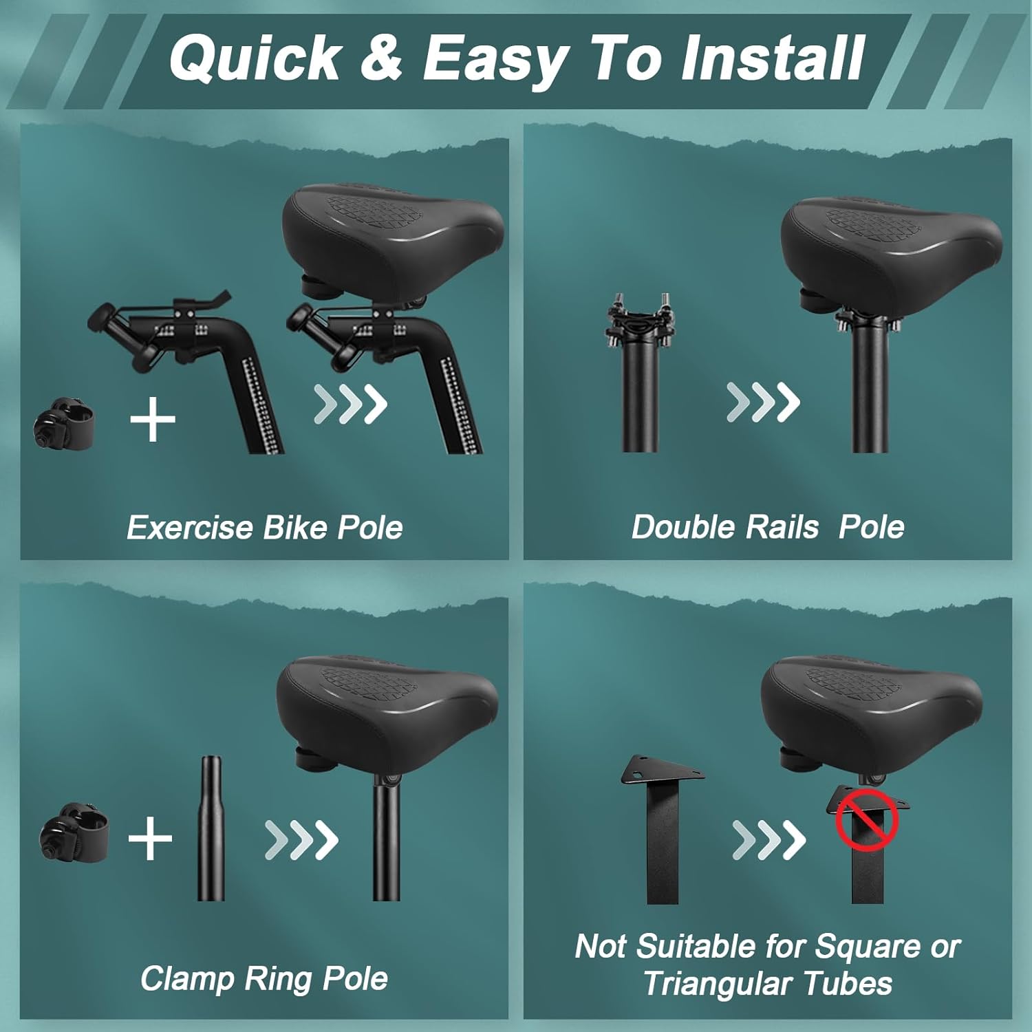 Bicycle Seat for Men Women Comfort Extra Wide, Noseless Bike Seats for Peloton Seat, Most Comfortable Saddles for E Bike, Stationary, Exercise, Spin, Cruiser Bikes Seat