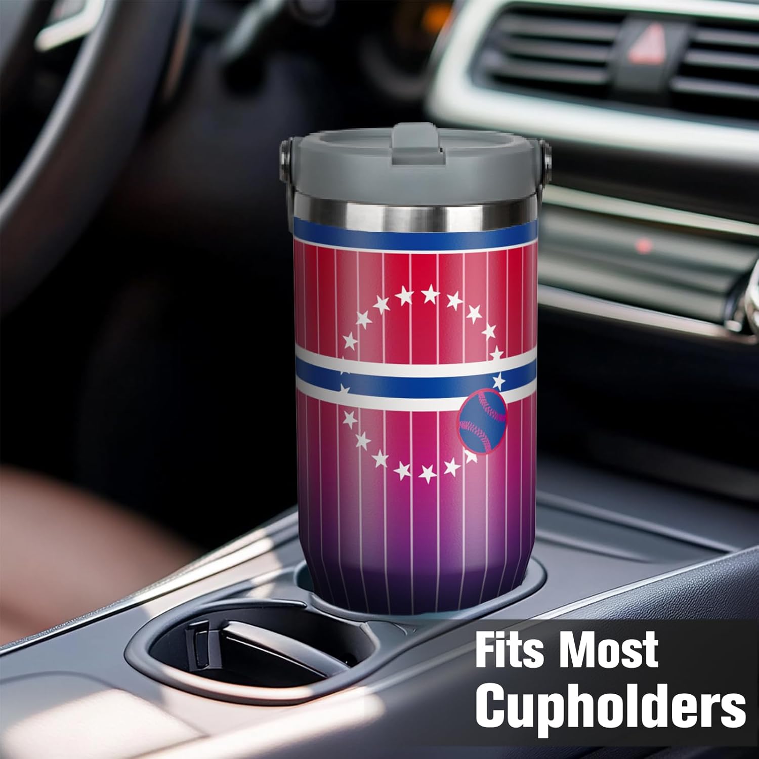 30oz Philadelphia Tumbler with Handle and Straw, Philadelphia Gifts for Men, Stainless Steel Vacuum Insulated Flip Straw Spill Proof Travel Mug Cup (1 Piece) - Image 5