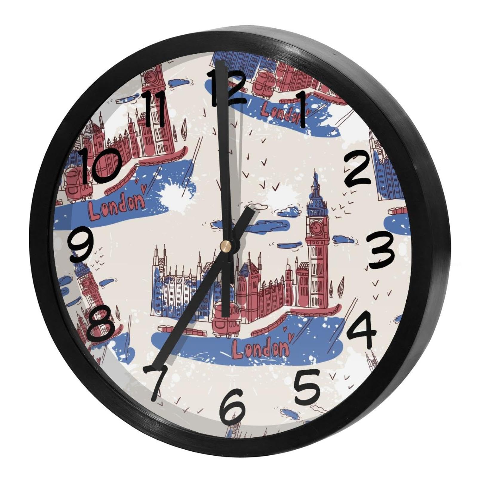 Horloge murale silencieuse ronde à piles London Big Ben maison
