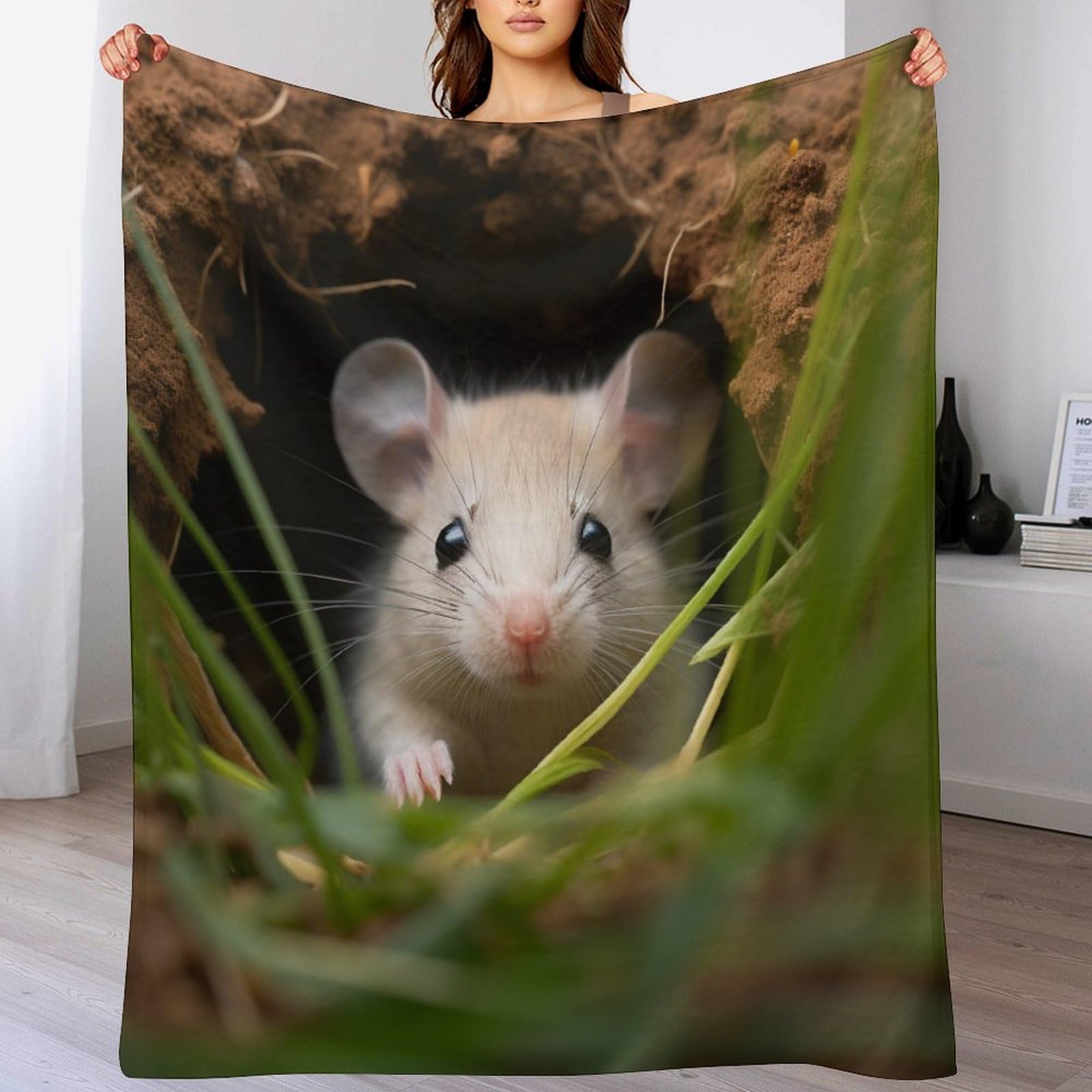Couverture moelleuse en plaid souris 140x180 cm chaude pour lit et canapé salon