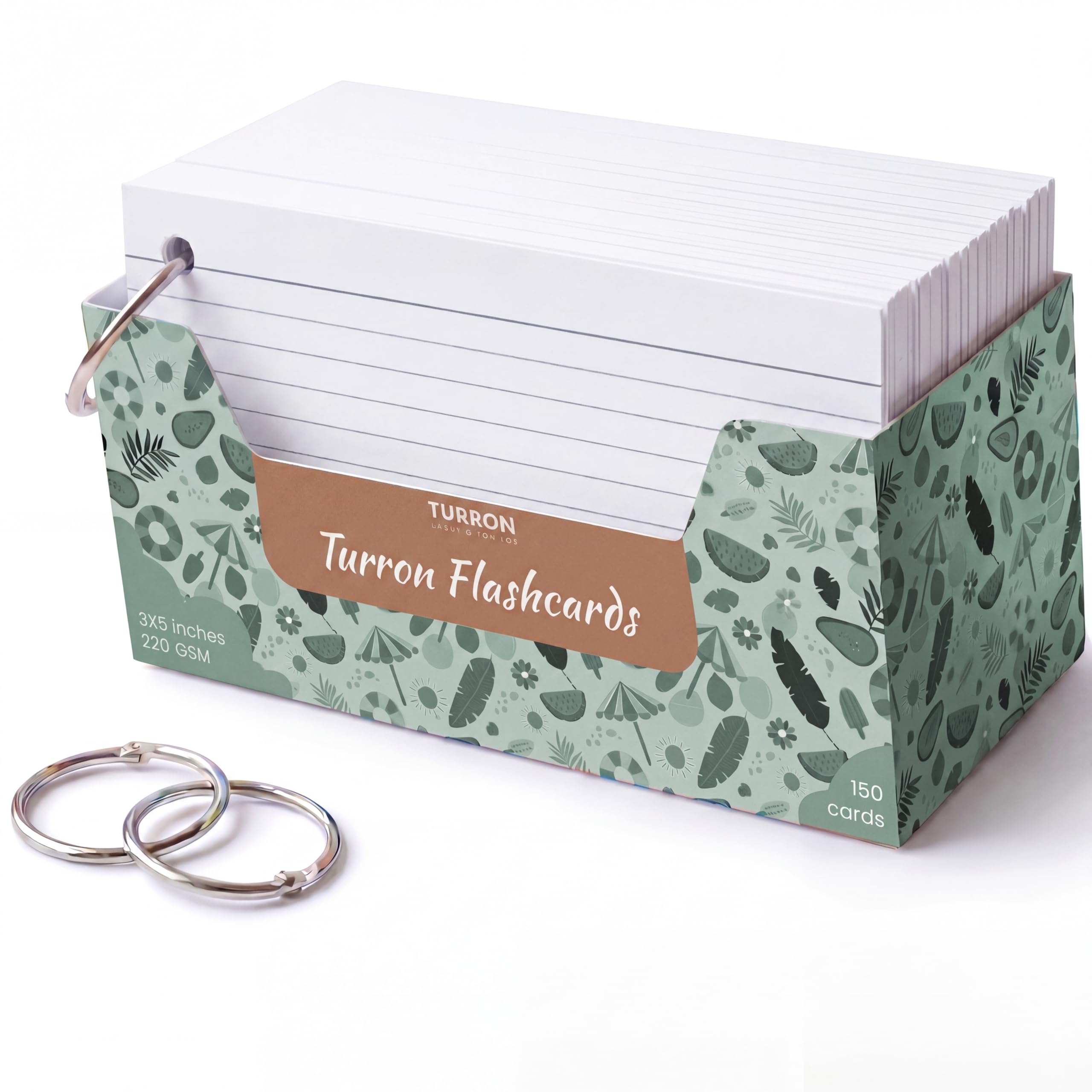 Turron Premium Blank Index Flash Cards | Punched with Binder Rings for Study, Notes & Revision (150, White, 3 x 5 Inch, 1-Side Ruled)-image-31