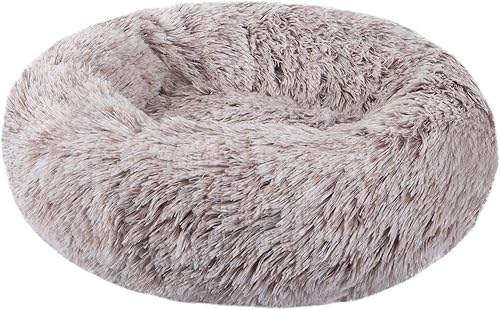 Cama para gatos, cama para perros pequeños, redonda en forma de dona, lavable, de felpa y pelo sintético, camas acolchadas suaves para mascotas de