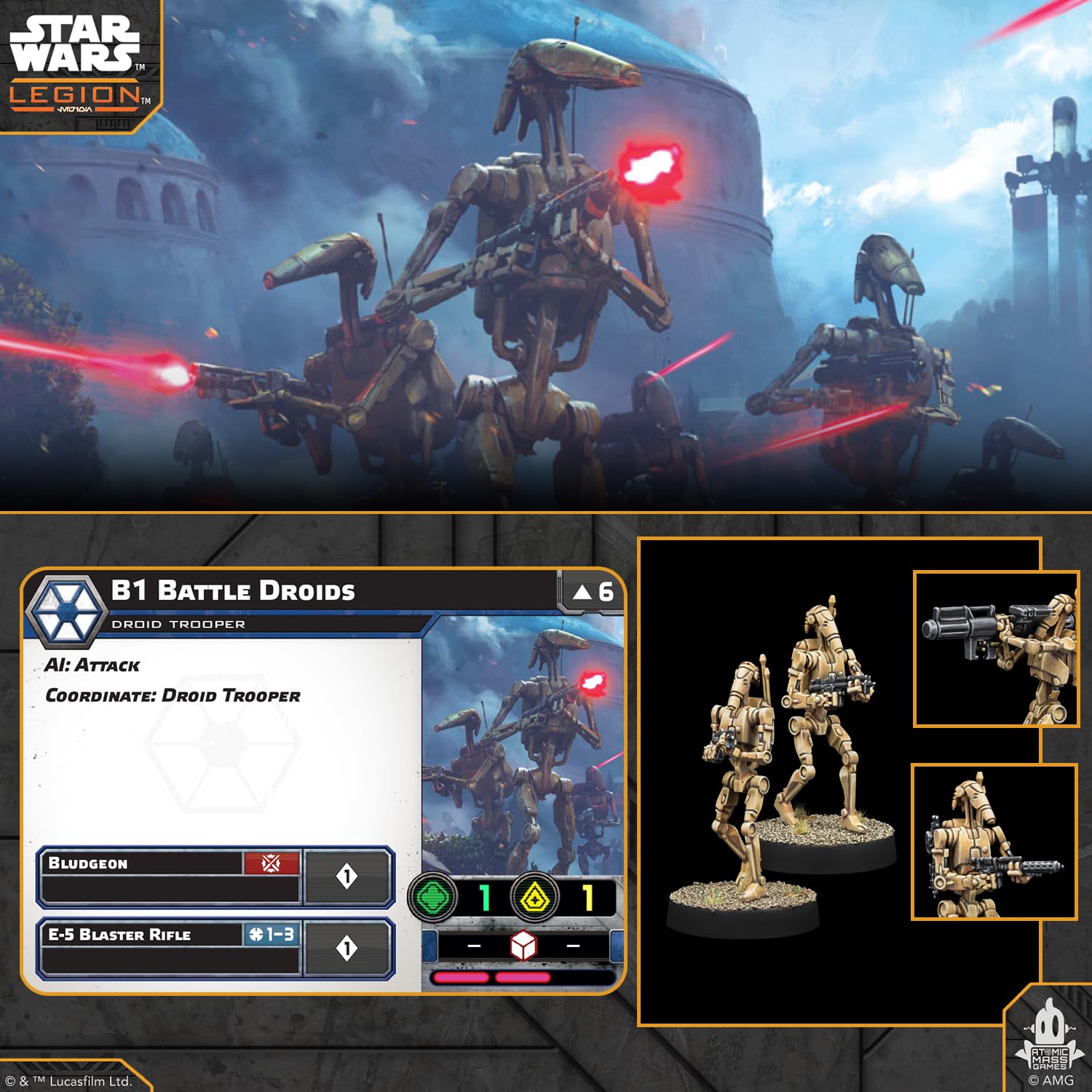 Asmodee Star Wars Legión: B1 Battle Droid Unit, A Partir de 14 Años | Juego de estrategia de miniaturas de mesa para adolescentes y adultos, a partir de 14 años, 2 jugadores, 90 minutos