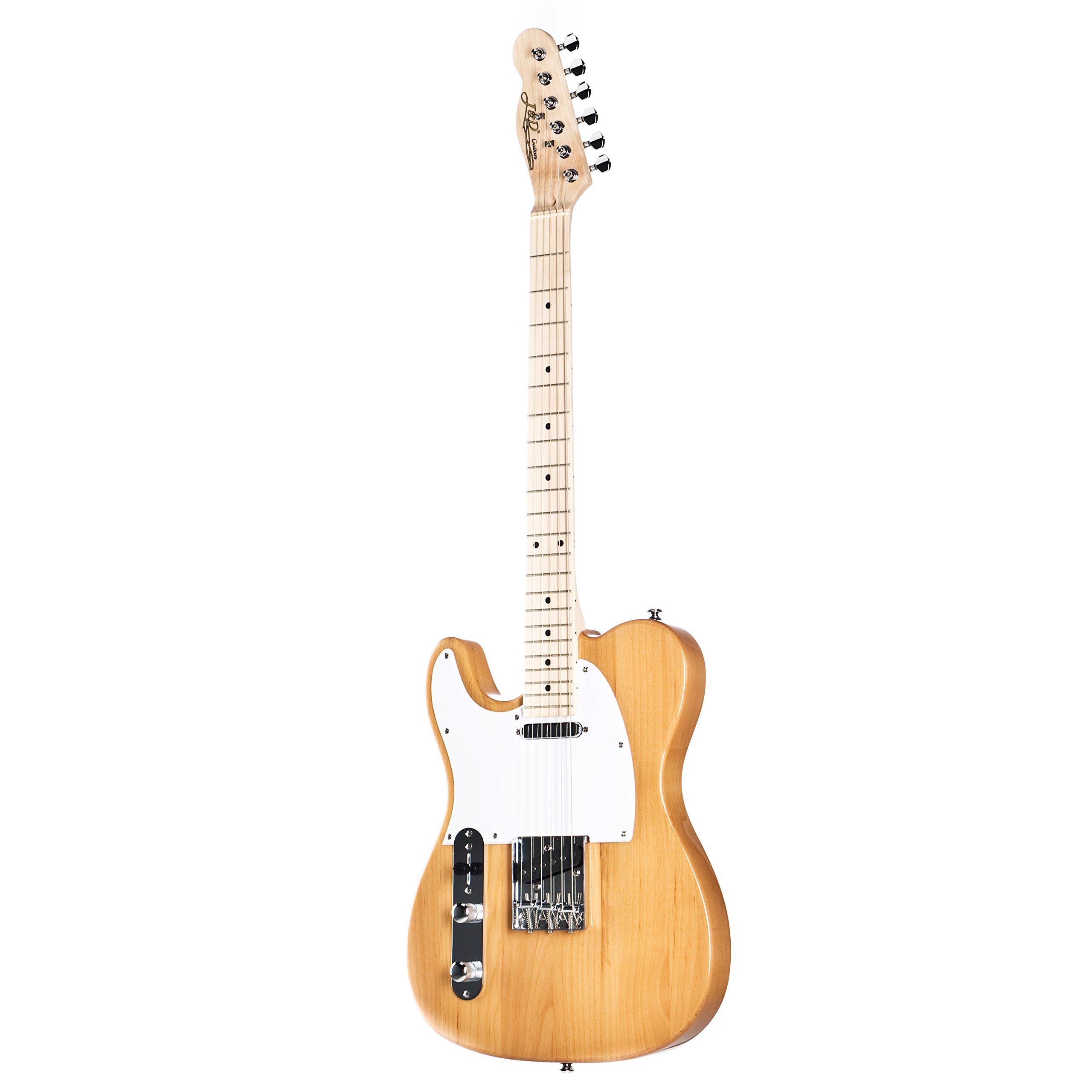 J&D TL Linkshänder E-Gitarre, Natural Finish, Erle-Korpus, Ahornhals, 22 Medium-Bünde, Ceramic Single-Coil-Tonabnehmer, Gewicht 2,5-5 kg, Ohne Koffer/Gigbag