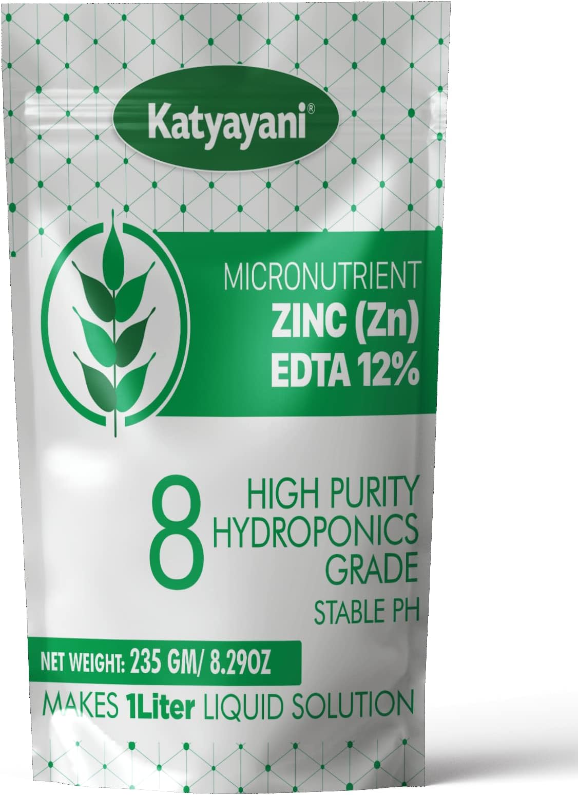 Katyayani Micronutrient Zinc (Zn) 12% - Hydroponic Nutrient 8, High Purity Hydroponics Grade- Makes 1 Liter Concentrate | 470gm | 235gm x 2 |