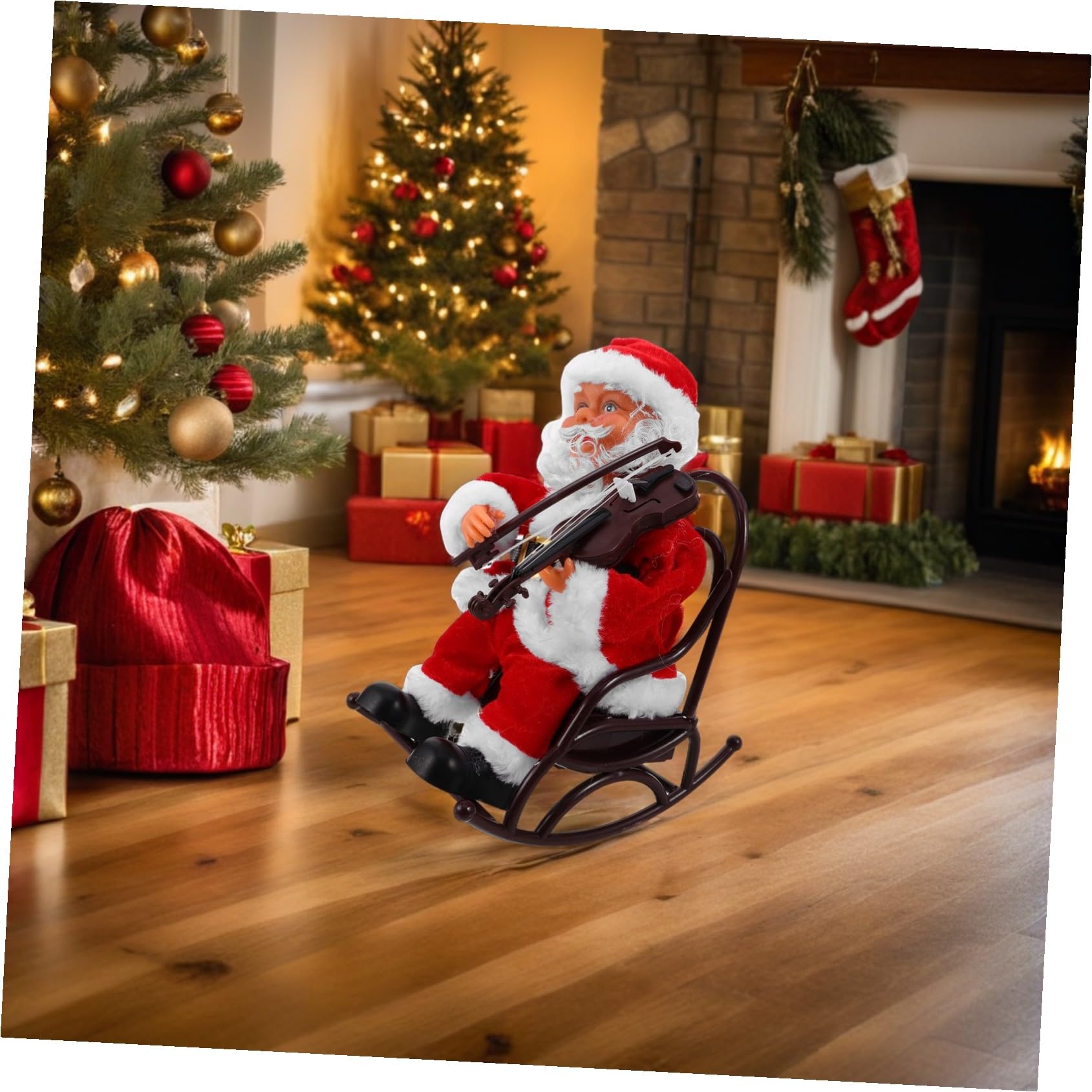 ERINGOGO Jouet Père Noël Électrique Et Musical pour Fêtes De Noël sur Fauteuil Roulant en Plastique Solide Décoration Festive pour Garçon Et Filles Et Adultes