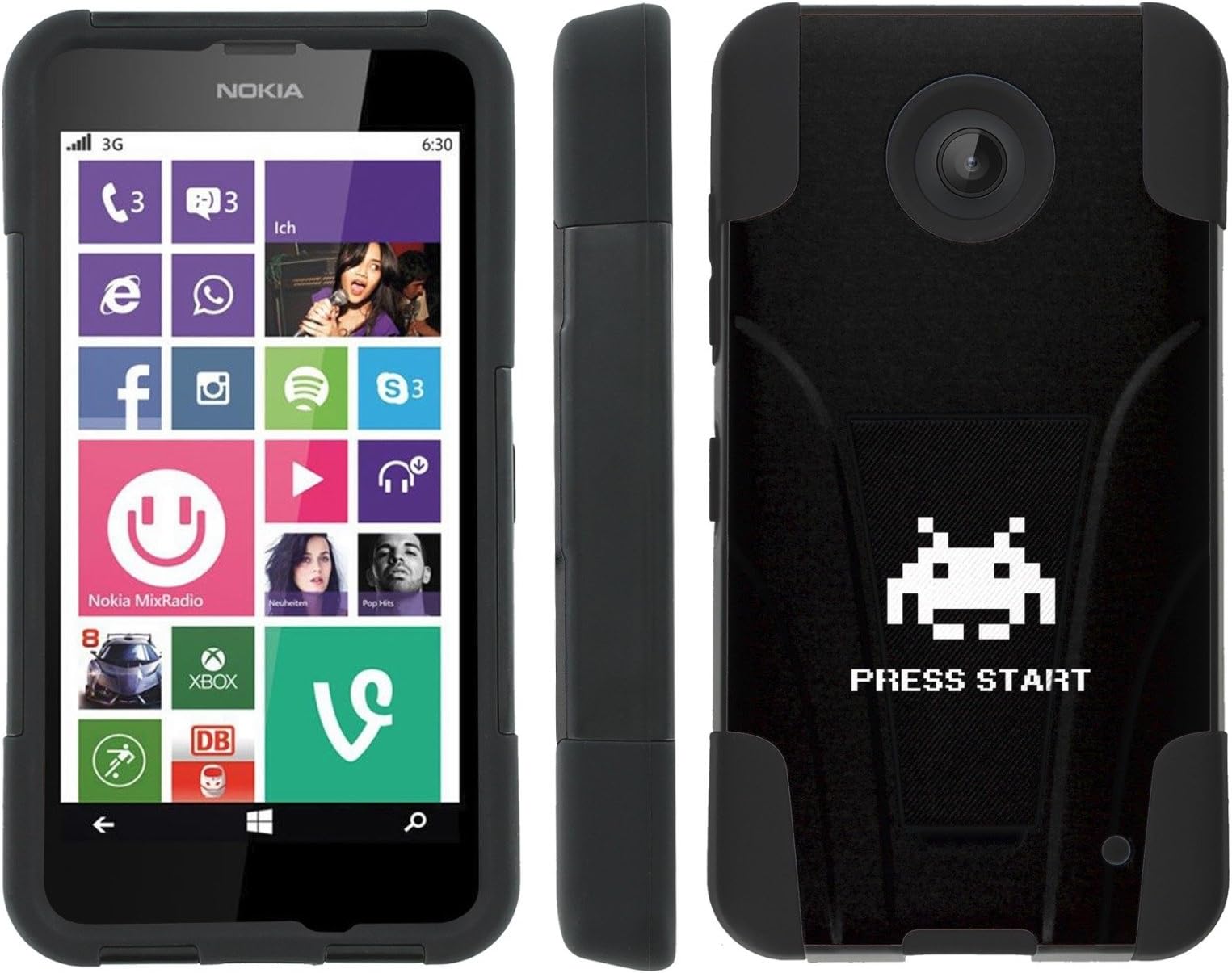 Mobiflare Armor Kick Flip Grip Case for [Nokia Lumia 635] - Invaders