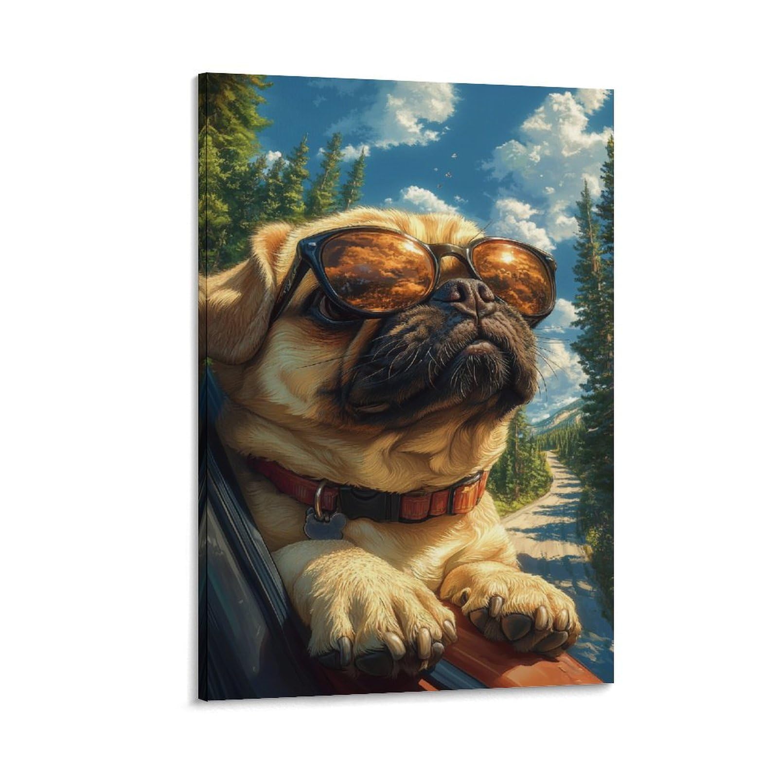 Vfklzcnyr Style-9 Pug 3D Oil Paint By For Adults And Kids Professional Painting Kits On Canvas For Drawing Paintwork, With Frame 20X30inch(50X75cm)