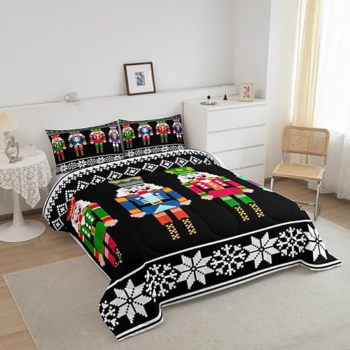 Miniatura 2 de Erosebridal Juego de edredón de cascanueces tamaño matrimonial, ropa de cama retro de Navidad para niños y niños, coloridos juegos de edredón de