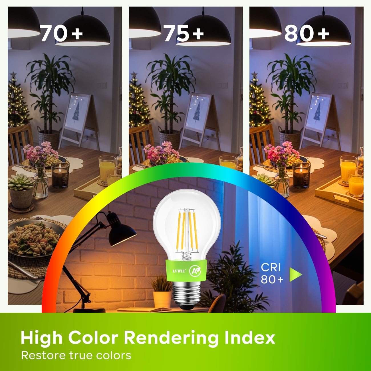 LVWIT Lampadine LED E27, Lampadine Filamento Classe A Ultra Efficiente, Luce Calda 2700k, 3.8W Equivalenti a 60W, 806LM, Forma a A60 Vintage, 93% Risparmio Energetico, Non Dimmerabile, 6 Pezzi