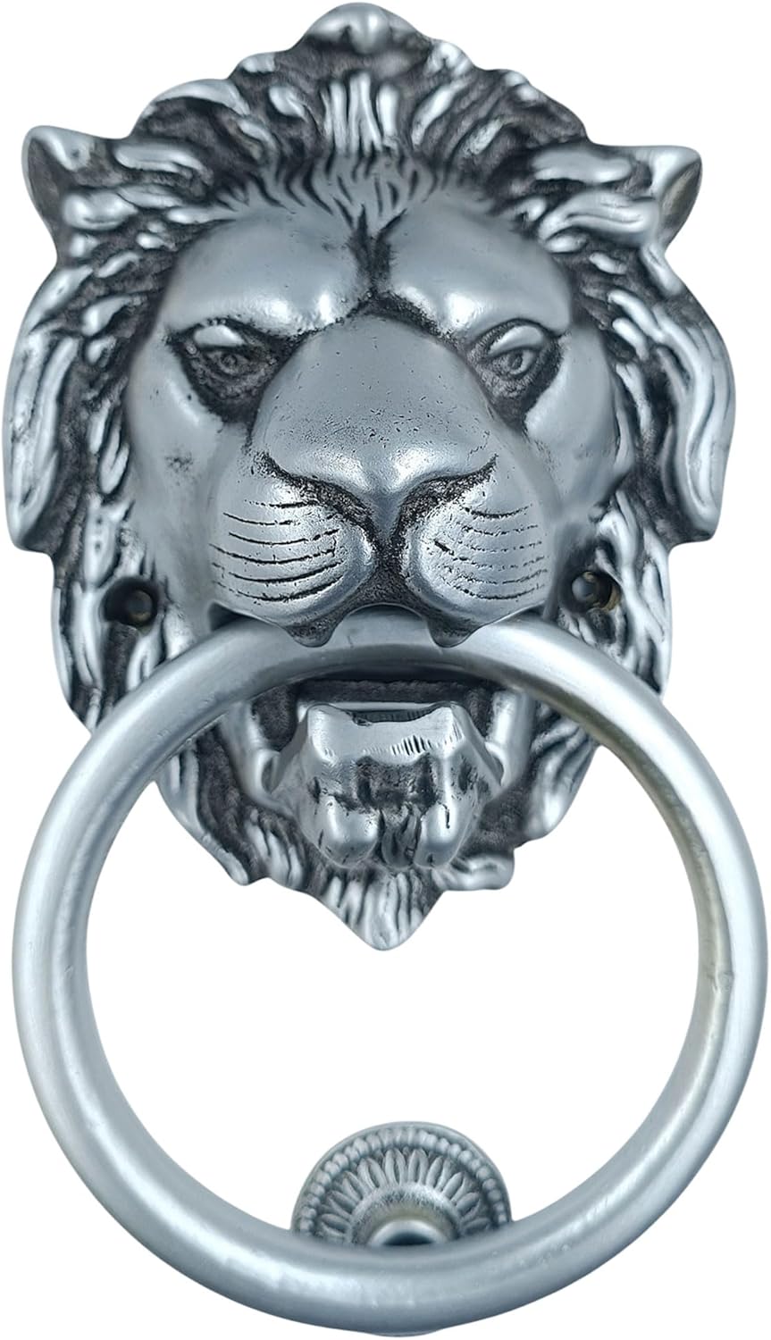 Lions Head Door Knocker,7.1 inches,Solid Brass,Regency Period(Polished Brass)