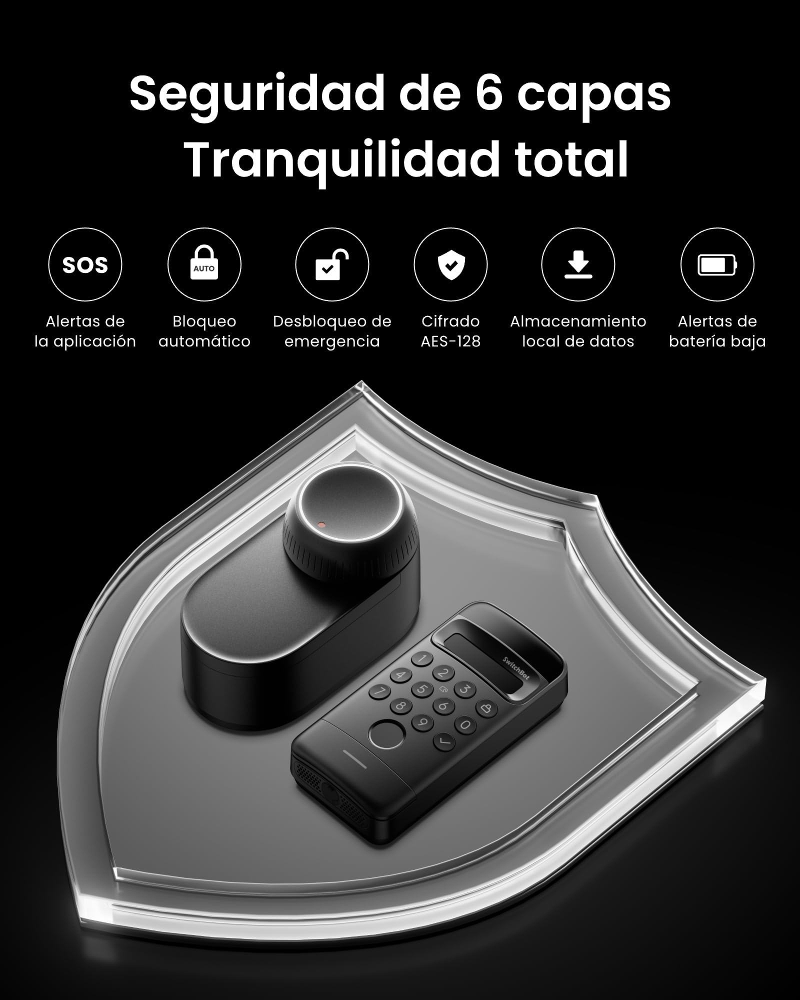 SwitchBot Wi-Fi Smart Lock Ultra con videotimbre, Teclado táctil, Lector de Huellas, Perfil Europeo, IP65, Compatible con Matter, Alexa, Google y IFTTT