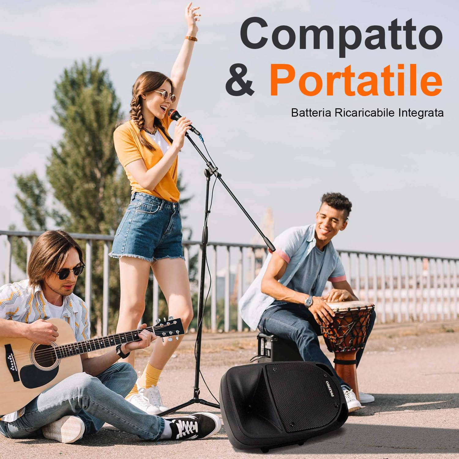 Pyle Cassa Bluetooth 800 Watt, Karaoke, Subwoofer 20 centimetri, Microfono UHF, Luci LED, Batteria Ricaricabile, Altoparlante Bluetooth MP3/USB/SD