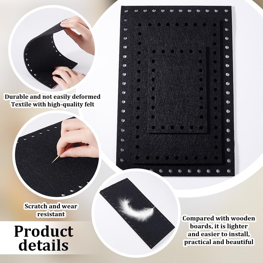 6 Fonds De Sac En Feutre Pour Crochet - 3 Tailles (15, 25, 30cm) Avec Trous Prédécoupés - 3