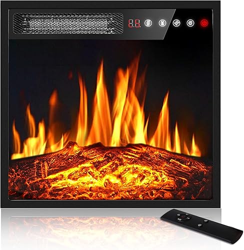 Miniatura 8 de Calentador eléctrico de chimenea de 23 pulgadas, chimenea empotrada con control remoto y pantalla táctil, efectos de llama LED ajustables, pequeña