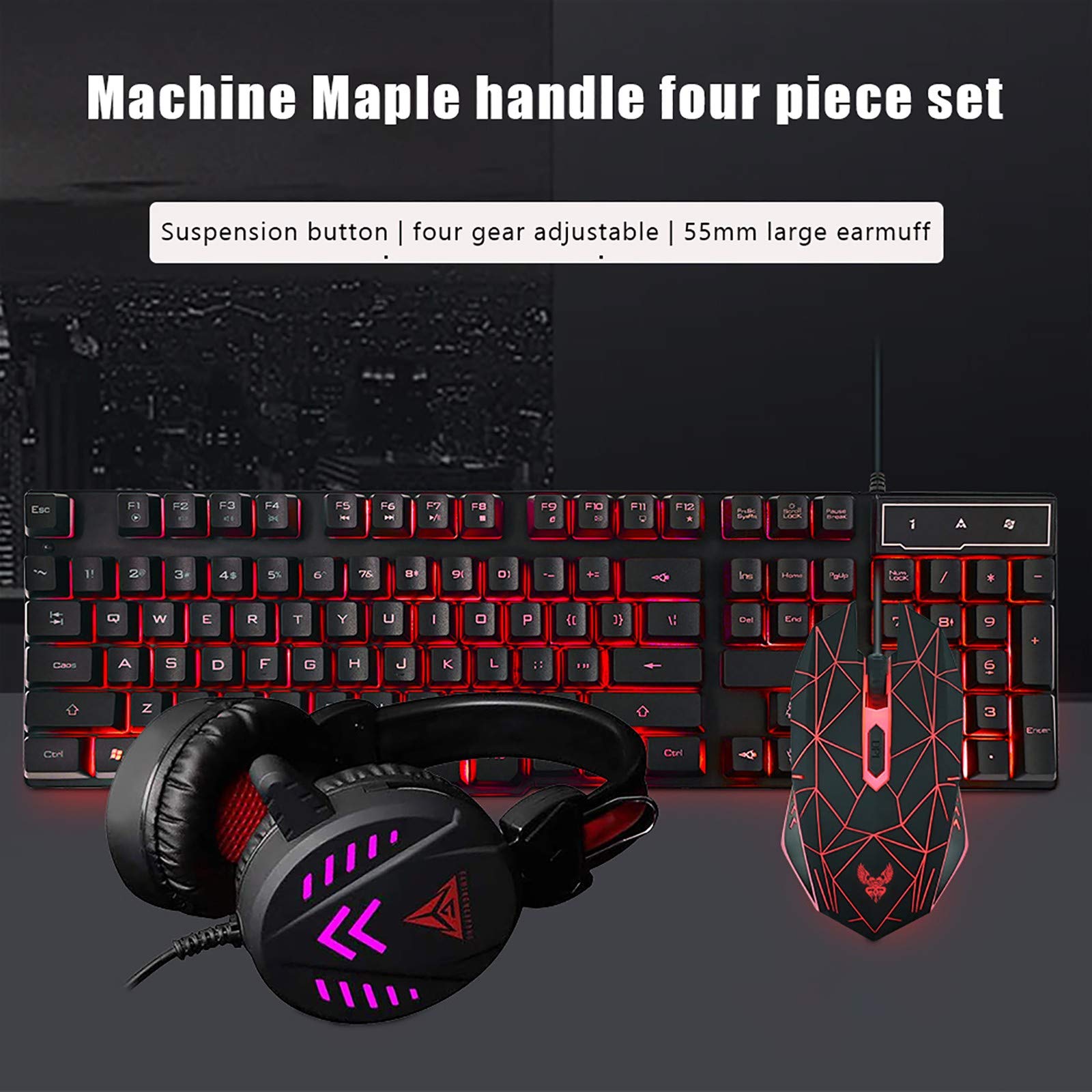 ライティングキーボード、ゲーミングヘッドホン Amazon | Mamba snakeゲーミングキーボードマウスヘッドホン