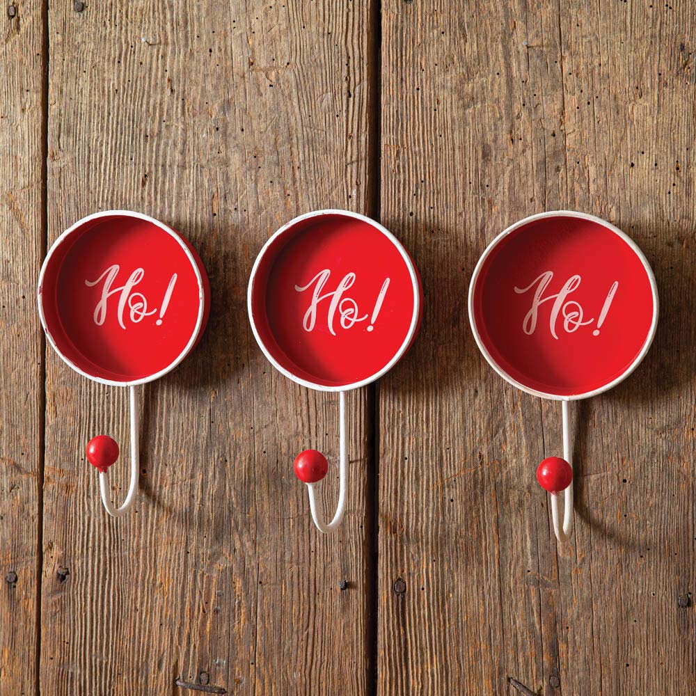 CTW 370385 Ho! Ho! Ho! Wall Hooks, Set of 3, 8-inch Height, Red