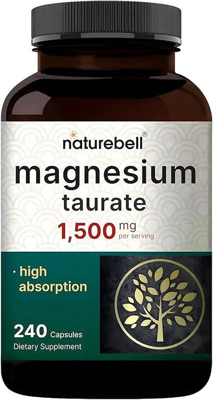 NatureBell Magnesium Taurate - 240 Capsules - 1,500mg High Absorption