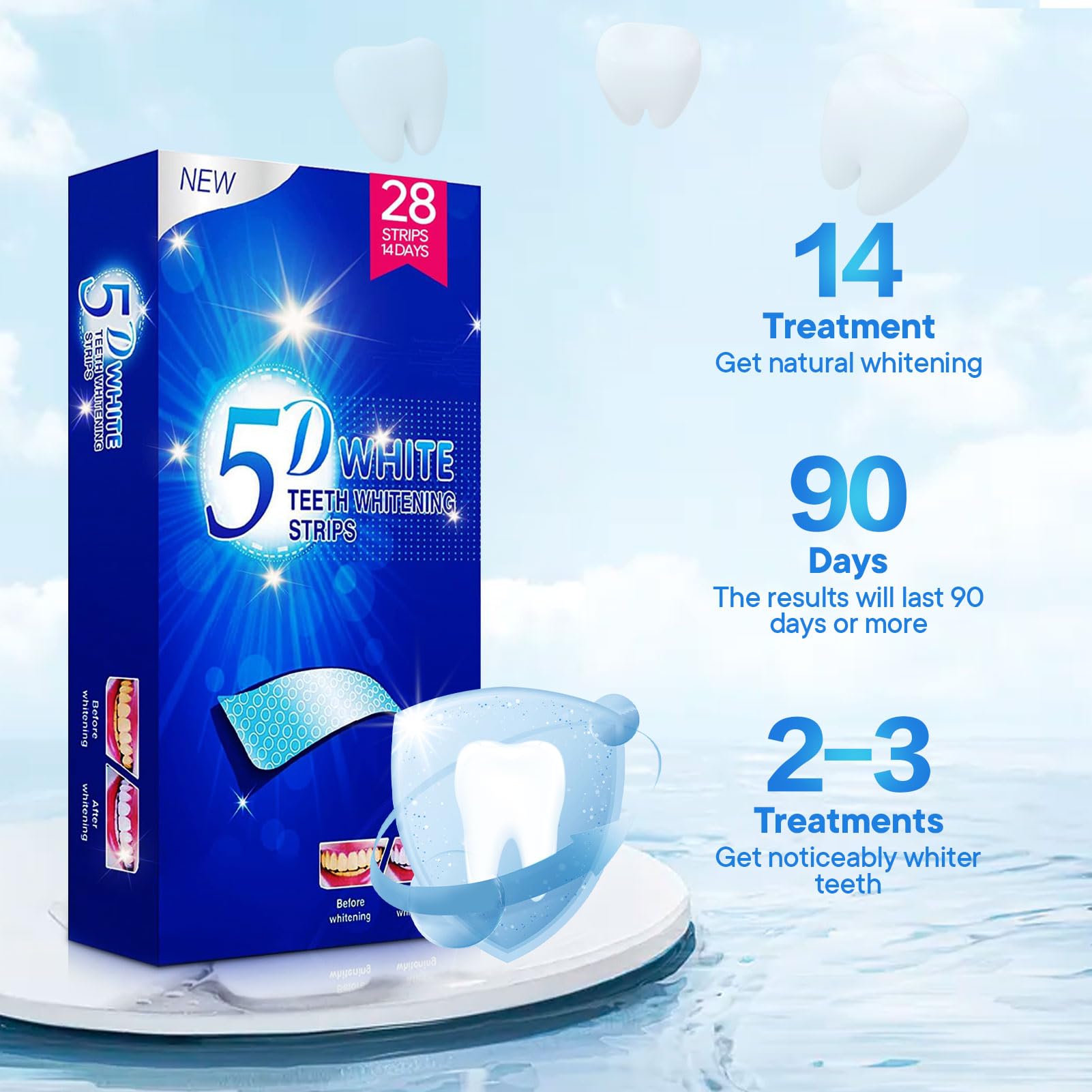 chimoo Sbiancante Denti,28 Striscie Strisce Sbiancanti Denti Sbiancante Denti Professionale kit Sbiancamento Denti Whitening Strips Rimuove le Macchie Profonde Teeth Rapid Whitening Sicuro per Smalto
