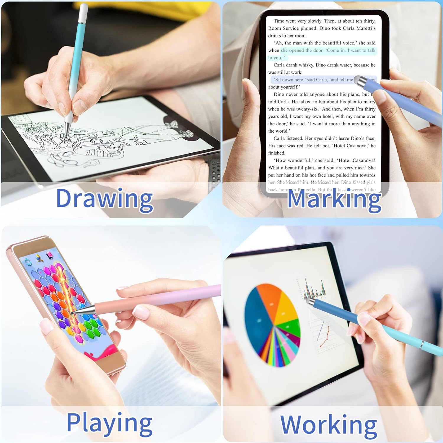 Stylus Pens for Touch Screens, 2 in 1 Sensitivity & Precision Stylus Pen for iPad, Stylus Pencil Compatible with iPhone, Apple iPad, Android, Tablets and All Universal Touch Screen (4 Pack) … : Cell Phones & Accessories