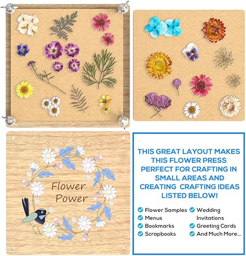 Miniatura 3 de Prensa de flores, 6 capas, kit de prensa de flores de 8 x 8 pulgadas, kit de prensado de flores para adultos y niños, haz flores prensadas para