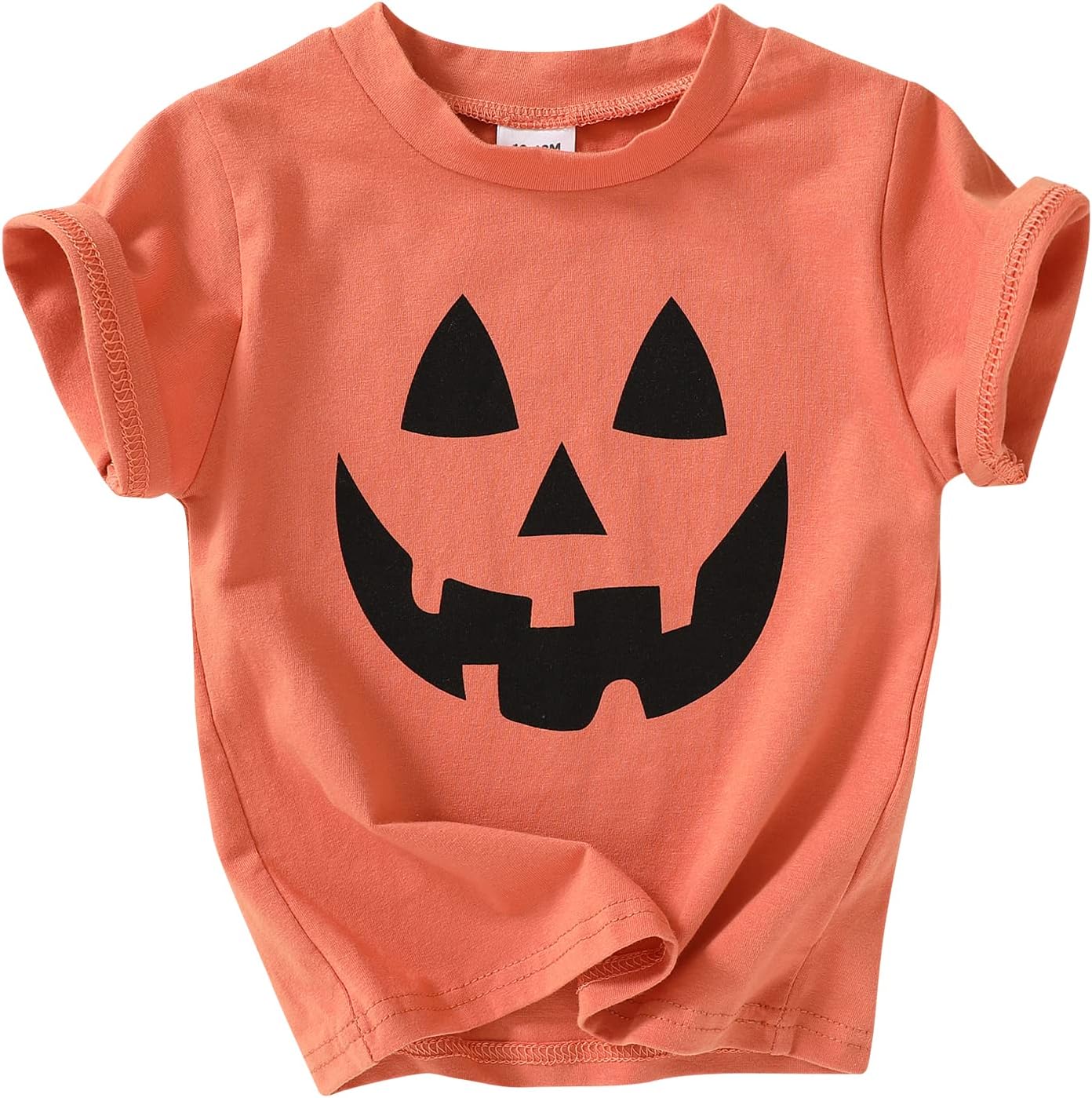 Toddler Baby Girl Boy Halloween T-Shirt Short Sleeve Tops Pumpkin Smile Face Fun Tee Clothes 1-5 Years