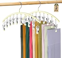 Vista 16 de Organizador de leggings para armario, colgador de metal para pantalones de yoga con revestimiento de goma, paquete de 4 con 10 clips para 40