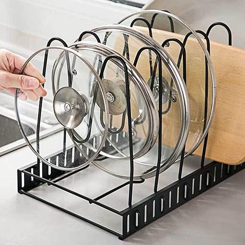 Miniatura 5 de Adjustable 5-Tier Under Sink Expandable Cabinet Shelf, Kitchen Counter and Cabinet Pan Organizer Rack and Pot Lid Holder with 3 Assembling Ways