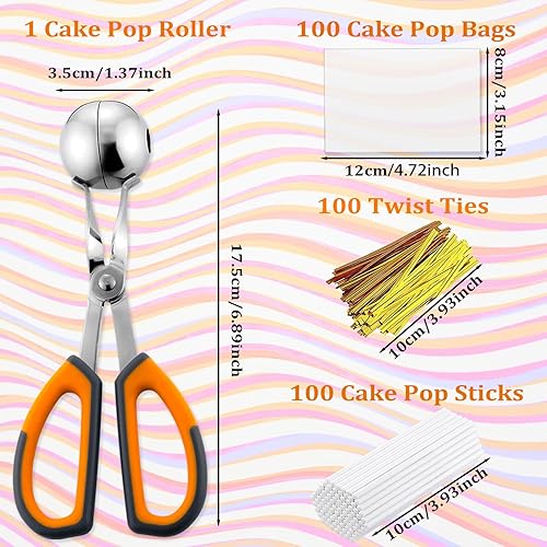 Miniatura 2 de Kit para hacer pasteles, incluye 100 palitos para tartas de 4 pulgadas, 100 bolsas para tartas con lazos giratorios, cuchara de molde para tartas,