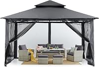 MASTERCANOPY 10x12 Outdoor Patio Gazebo with Rustproof Steel Frame, Removable Netting Walls & UPF 50+ Roof, Dark Gray